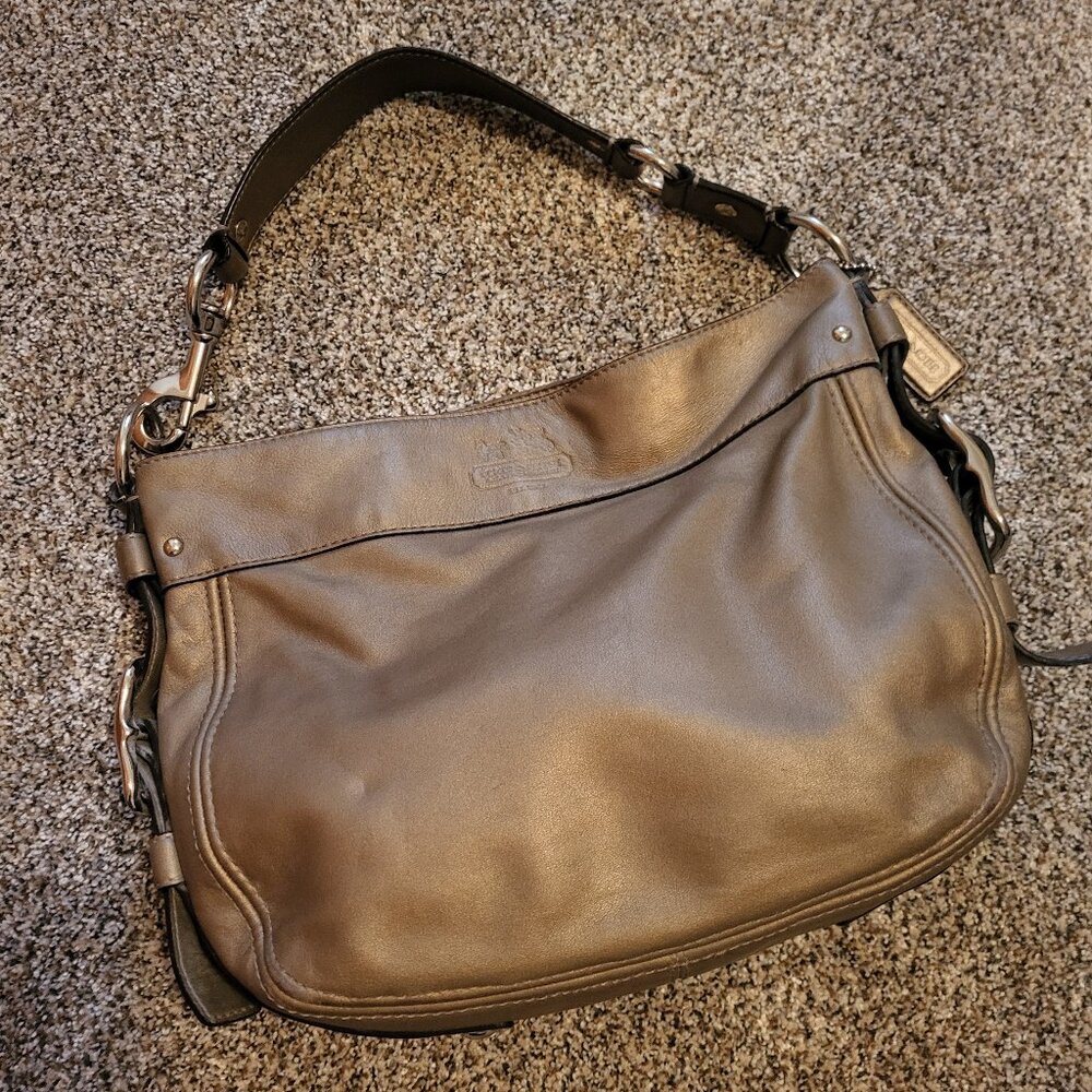 Coach Zoe Metallic Leather Hobo Bag